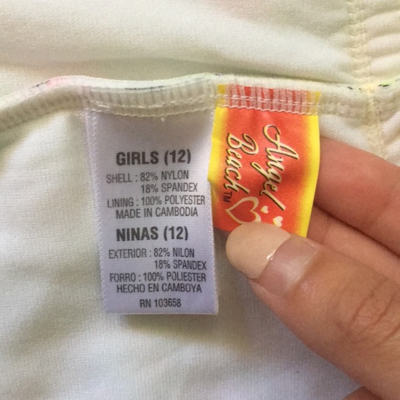 Angel Beach Size 12 Tankini Halter Clasp Color Pop Paisley Ruffle Swimsuit Girls - Picture 7 of 8